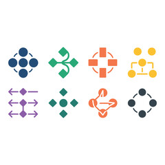 Collection of diverse flowchart and diagram icons