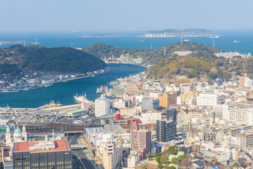 日本の都市風景　山口県下関市　海峡ゆめタワーからの眺望