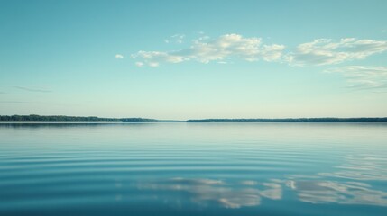 Fototapeta premium Calm lake, tranquil sky, peaceful scene, ideal for relaxation