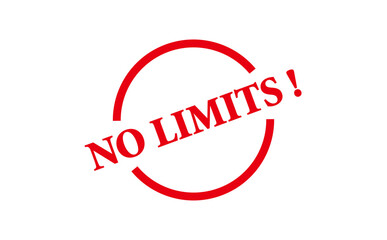 NO LIMITS ! - Red Rubber Stamp with text NO LIMITS !
