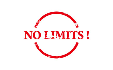 NO LIMITS ! - Red Rubber Stamp with text NO LIMITS !
