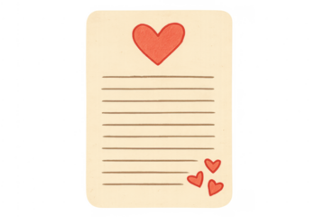 Love letter with heart icons on transparent background