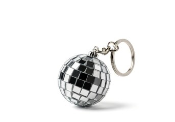 Fototapeta premium Small mirrored sphere attached to a metal ring accessory isolated on white