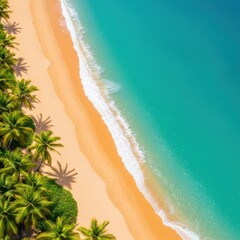 Tropical Beach with Palm Trees and Clear Turquoise Water