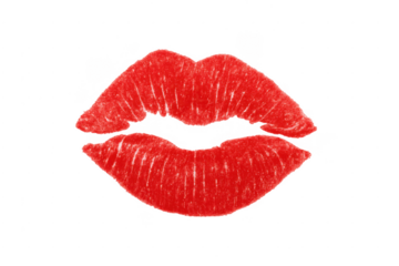 Red lips kiss mark on transparent background