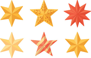 Obraz premium Star shapes flat icon set. featuring various geometric star symbols for design and decoration