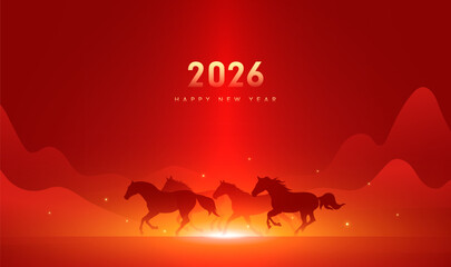 Year of the Horse Red New Year banner background