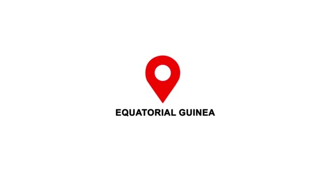Equatorial Guinea country location pin animation. GPS tracking map pointer icon with alpha channel and white background, 4K video.