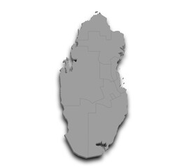 Qatar map, 3d Map of Qatar country with color. State of Qatar, Middle East