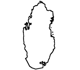 Qatar map, hard line map of Qatar country