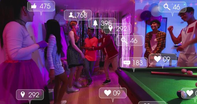 Guests celebrating pink tee focus, streaming and creating floating social media overlays