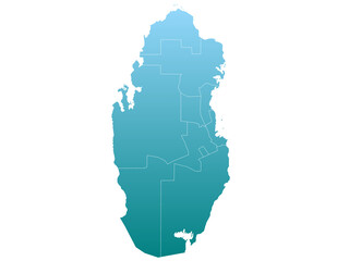 Fototapeta premium Qatar map, Qatar administrative map. municipality map of Qatar, blank Map, empty map of Qatar
