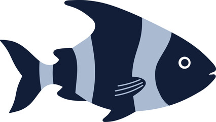 Simple Flat Design Blue and Grey Fish Icon
