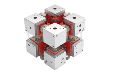 Exploded View of Cube with Separated Faces, Isolated on Transparent Background