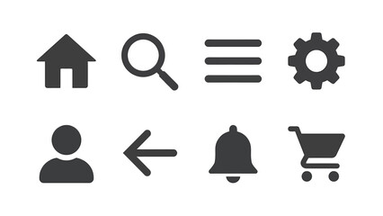 Fototapeta premium Modern Minimalist Icon Set for Digital Interfaces Website Navigation User Experience Symbols