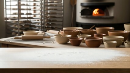 Pottery studio mockup with wood fired kiln and ceramic ware