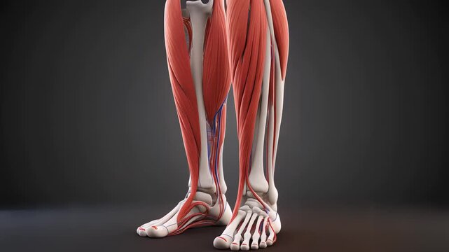Detailed Anatomical Model Of Human Lower Leg Muscles And Skeleton