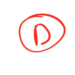 Hand drawn score D test in school red isolatrd on transparent background © Stanislava