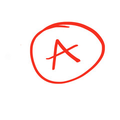 Exam score grade result A plus, hand drawn doodle test grade A plus isolated on transparent background