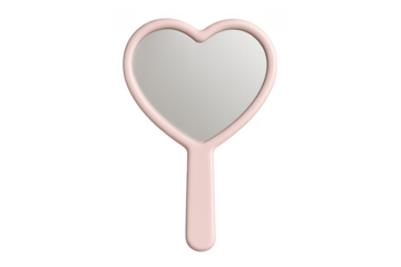 Pink heart shaped hand mirror reflecting beauty and love