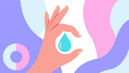 OK Hand Sign with Water Drop - Modern Flat Illustration