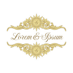 Handmade gold acanthus baroque frame with sun emblem