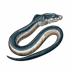 Obraz premium An illustration of a snake coiled around with head facing right