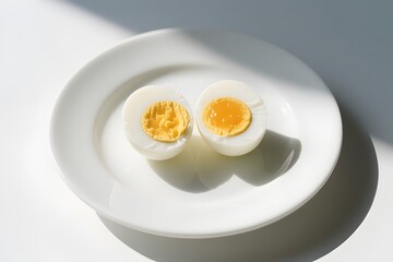 Perfectly Cooked Hard Boiled Egg Halves With Bright Yellow Yolk