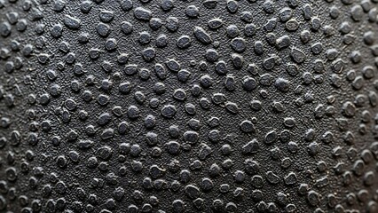 Texture of a black rubber surface with raised bumps and water droplets