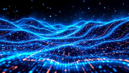 Digital abstract waves, a visualization of data flow in a technological world. Futuristic and energetic, perfect for tech or innovation concepts.