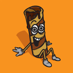 Chocolate wafer stick Cartoon Vector Illustration