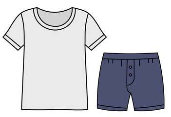 Men’s Undershirt and Trunks Underwear Set Illustration