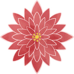 水彩風の赤い花のイラスト