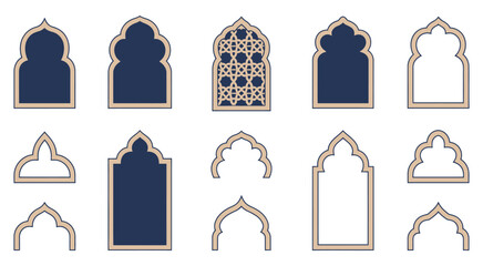 Islamic and Moroccan Arch Designs, a rich assortment of traditional arch forms with ornate patterns ideal for cultural artwork, architectural visuals, decorative layouts, and Islamic-inspired design