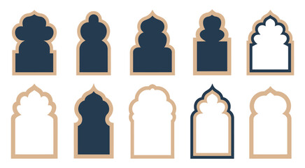 Islamic and Moroccan Arch Designs, a detailed vector collection featuring diverse arch shapes and intricate motifs suitable for decorative backgrounds, architectural concepts