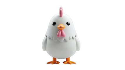 Cute Cartoon Chicken Standing Isolated on White