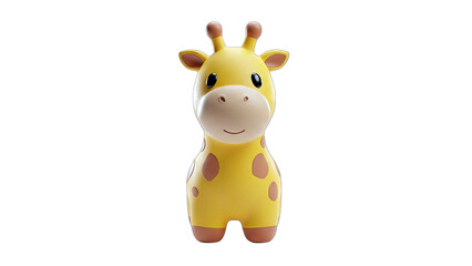 Cute Giraffe Toy Standing on White Background