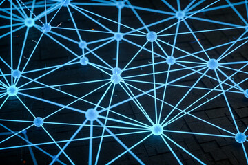 abstract blue technology lines texture background, plexus network connection,