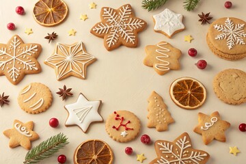 Assorted Festive Gingerbread Cookies Arranged on a Table