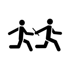 Relay Race Icon Depicting Two Athletes Passing a Baton in a Sprint Relay Event for Sports and Team Competition Design
