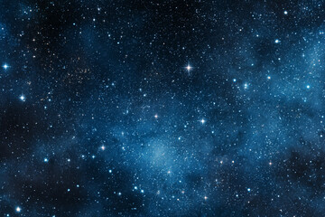 Dark, mesmerizing night sky background densely packed with sparkling white and blue stars, evoking a sense of deep space wonder.