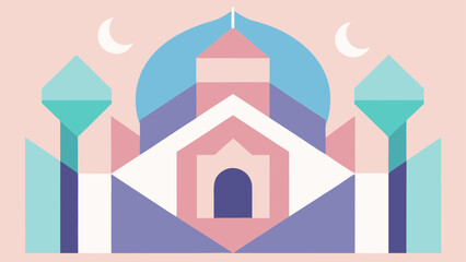 Circular Arabic Ornament with Crescent Moon &ndash; Islamic Decorative Pattern