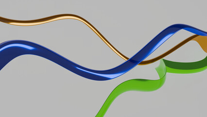 abstract blue background with colored glass curves