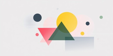 Abstract geometric shapes in vibrant colors including circles, triangles, and squares create a modern design composition with a soft gradient background for creative projects