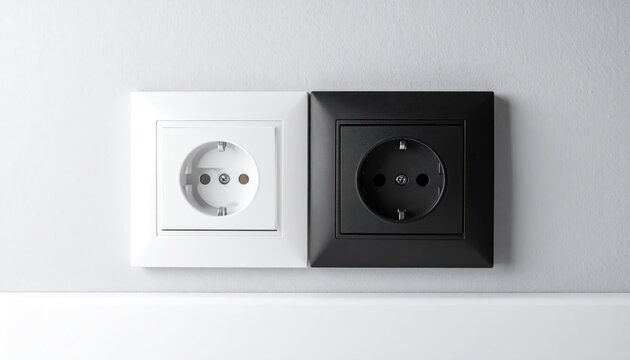 Black and white wall socket outlets