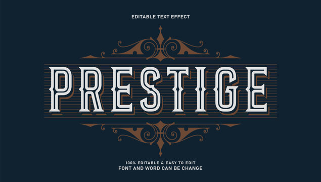 Editable Text Effect in Vintage Ornate Style with Prestige Word