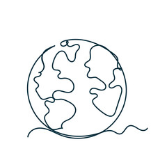 continuous line drawing earth globe in doodle hand drawn