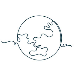 continuous line drawing earth globe in doodle hand drawn