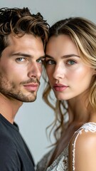 Intense Gaze of a Young Couple - A Portrait of Connection and Serenity.