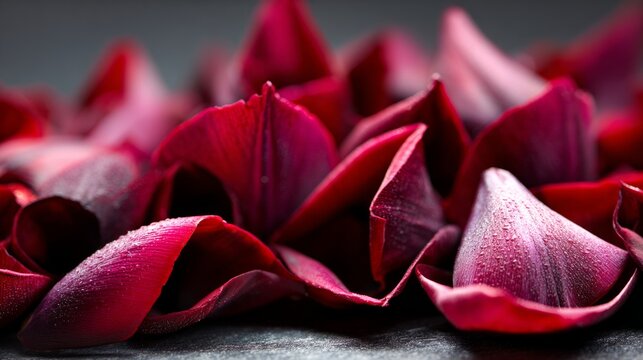A macro shot of ruby tulip petals 